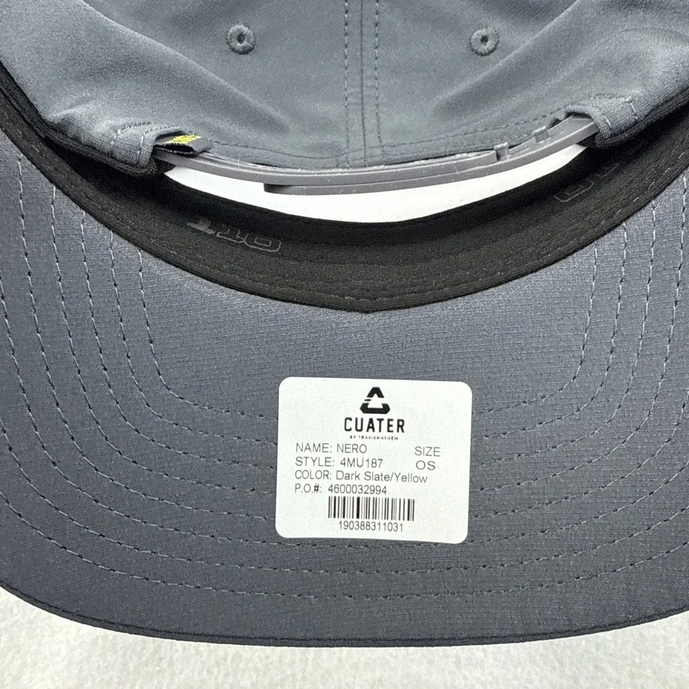 Travis Mathew Cuater Golf Flexfit Tech 110 I One‎ Ten Gray Yellow Snapback NWT